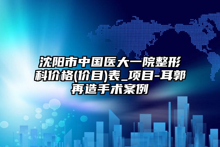 沈阳市中国医大一院整形科价格(价目)表_项目-耳郭再造手术案例
