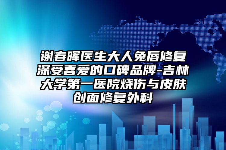 谢春晖医生大人兔唇修复深受喜爱的口碑品牌-吉林大学第一医院烧伤与皮肤创面修复外科
