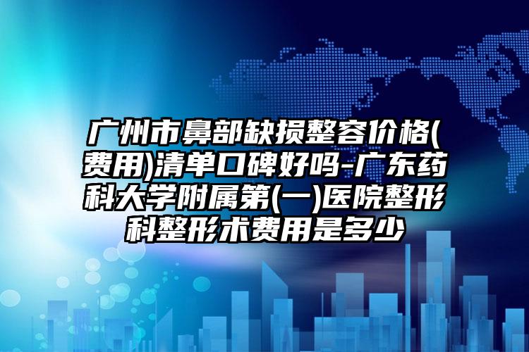 广州市鼻部缺损整容价格(费用)清单口碑好吗-广东药科大学附属第(一)医院整形科整形术费用是多少