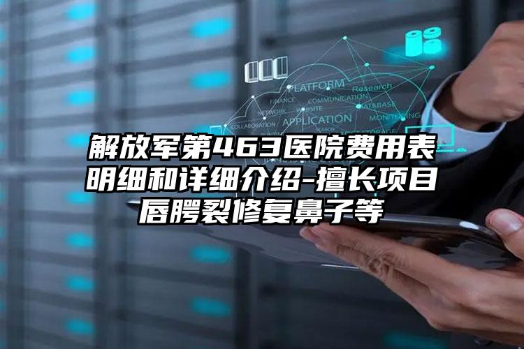 解放军第463医院费用表明细和详细介绍-擅长项目唇腭裂修复鼻子等