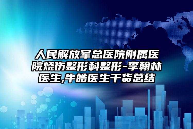 人民解放军总医院附属医院烧伤整形科整形-李翰林医生,牛皓医生干货总结