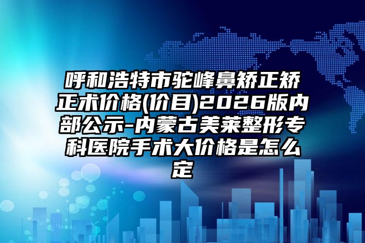 呼和浩特市驼峰鼻矫正矫正术价格(价目)2026版内部公示-内蒙古美莱整形专科医院手术大价格是怎么定