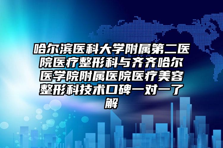 哈尔滨医科大学附属第二医院医疗整形科与齐齐哈尔医学院附属医院医疗美容整形科技术口碑一对一了解