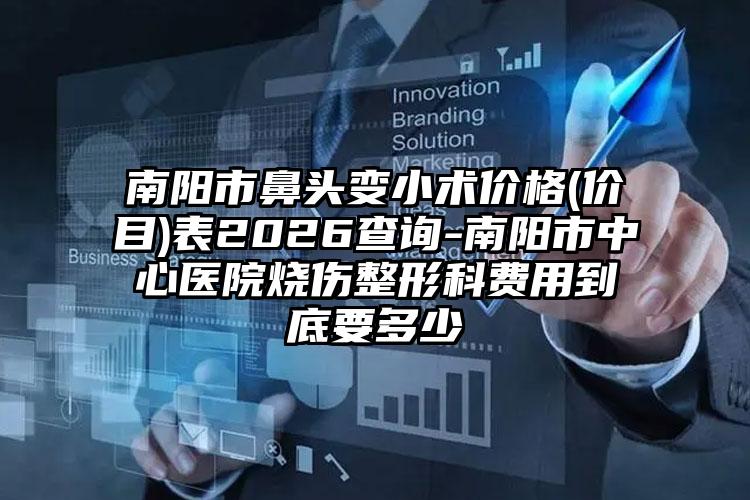 南阳市鼻头变小术价格(价目)表2026查询-南阳市中心医院烧伤整形科费用到底要多少