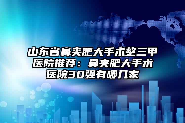 山东省鼻夹肥大手术整三甲医院推荐：鼻夹肥大手术医院30强有哪几家