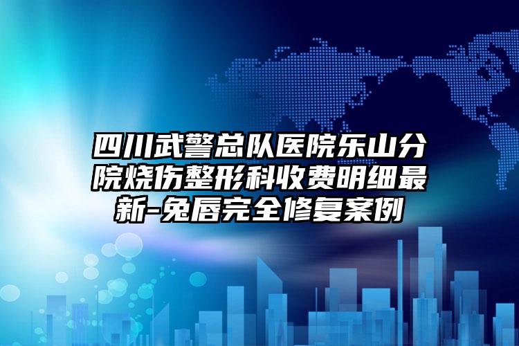 四川武警总队医院乐山分院烧伤整形科收费明细最新-兔唇完全修复案例