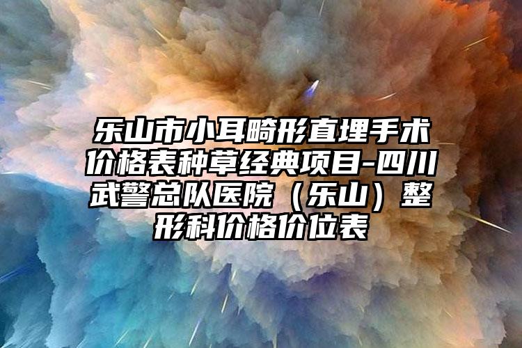 乐山市小耳畸形直埋手术价格表种草经典项目-四川武警总队医院（乐山）整形科价格价位表