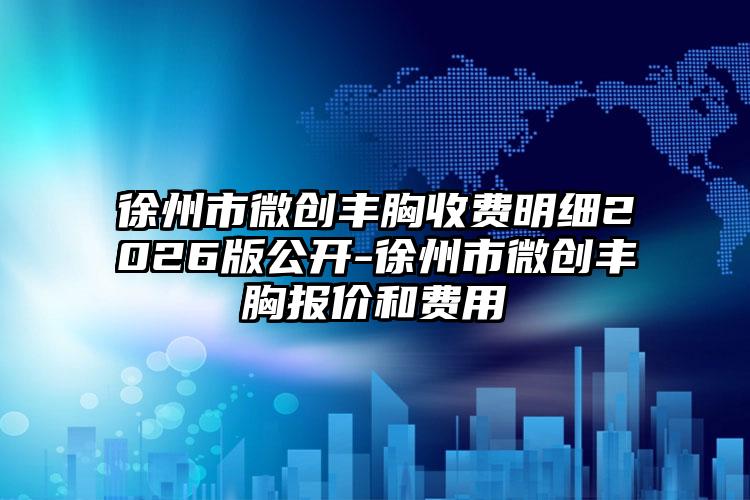 徐州市微创丰胸收费明细2026版公开-徐州市微创丰胸报价和费用